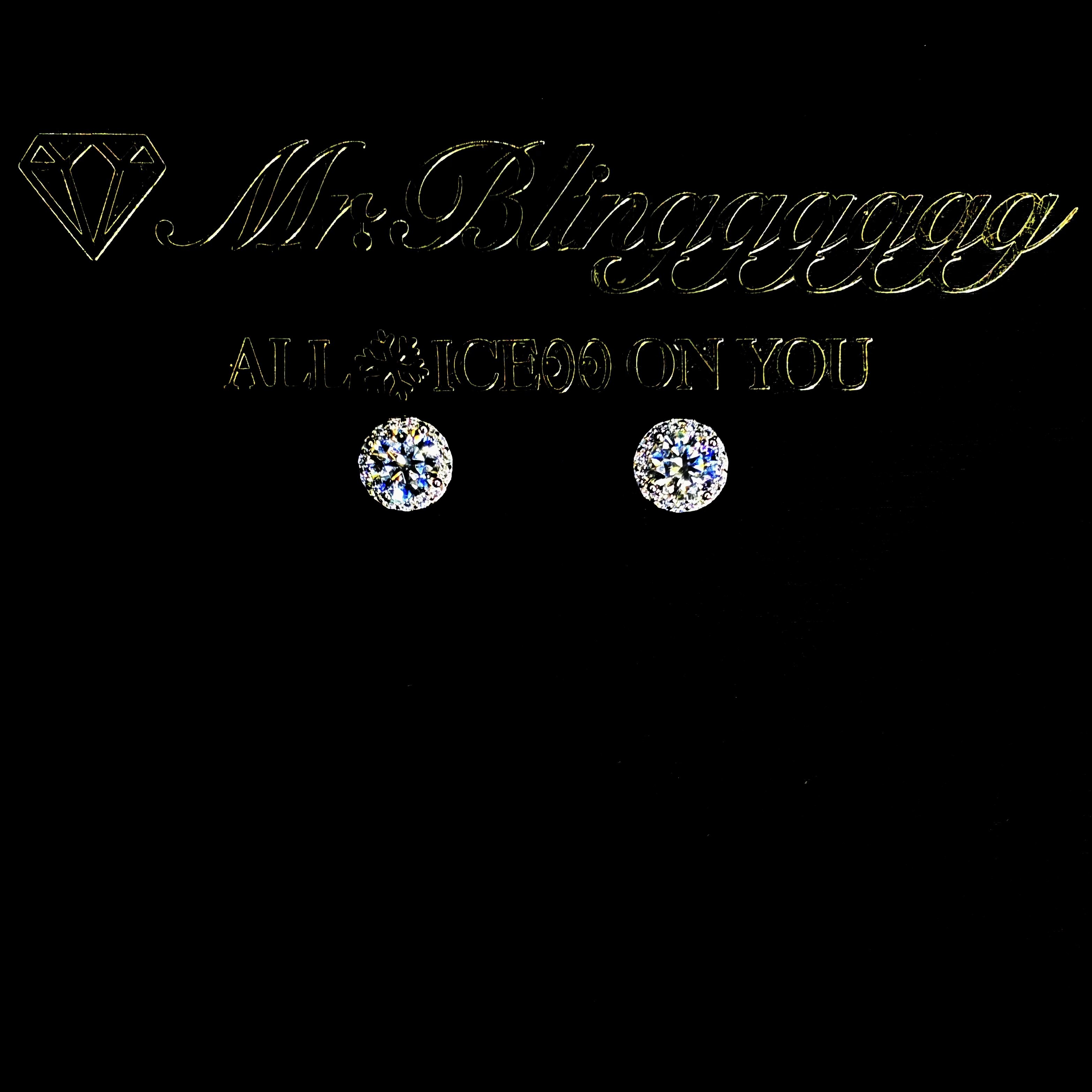 Mr.Blingggggg European and American hip-hop jewelry s925 silver moissanite can be worn without piercing and set with earrings