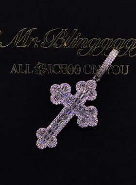 Mr.Bling情侣混镶方钻十字架吊坠