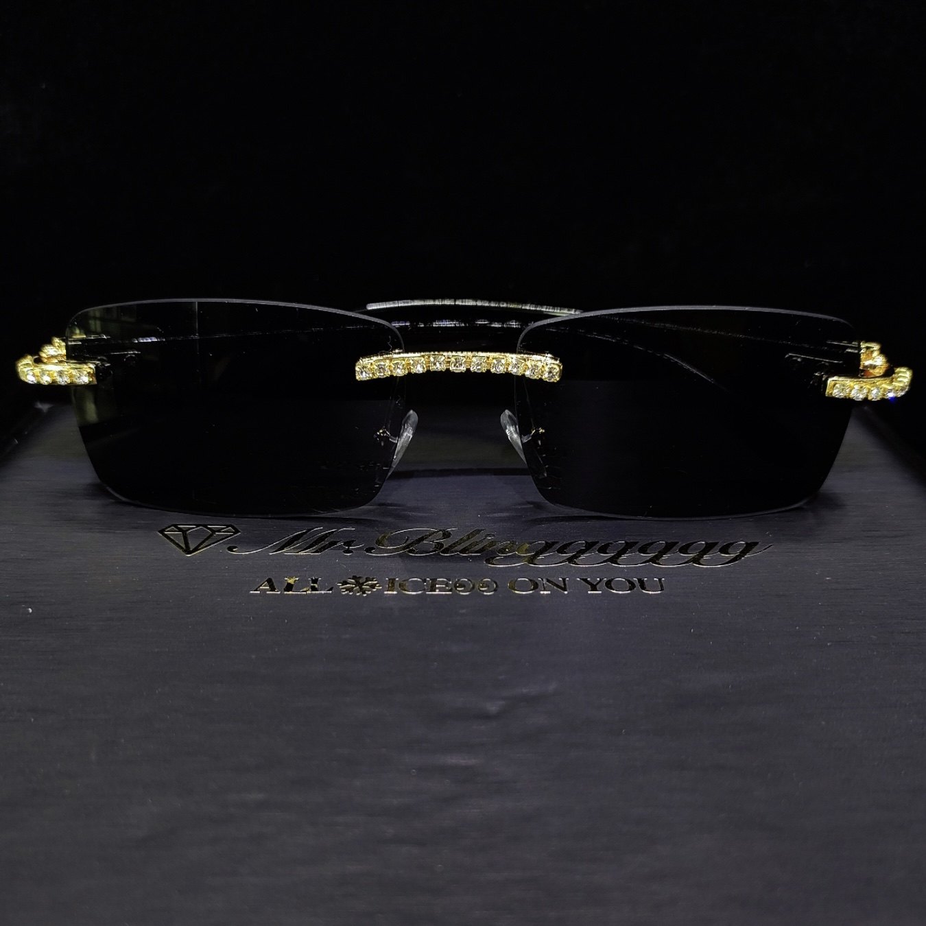 Mr.Blingggggg European and American hip-hop jewelry Lil Tjay's same style full-diamond rap sunglasses sunglasses can be matched