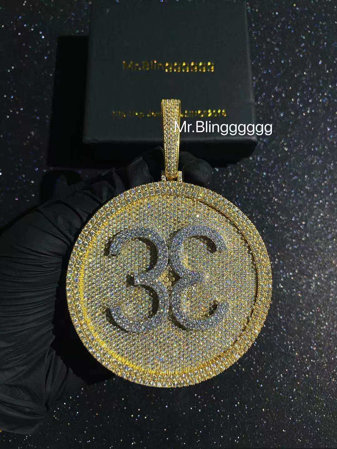 Mr.Blingggggg European and American hip-hop jewelry disc number 33 full diamond customizable pattern