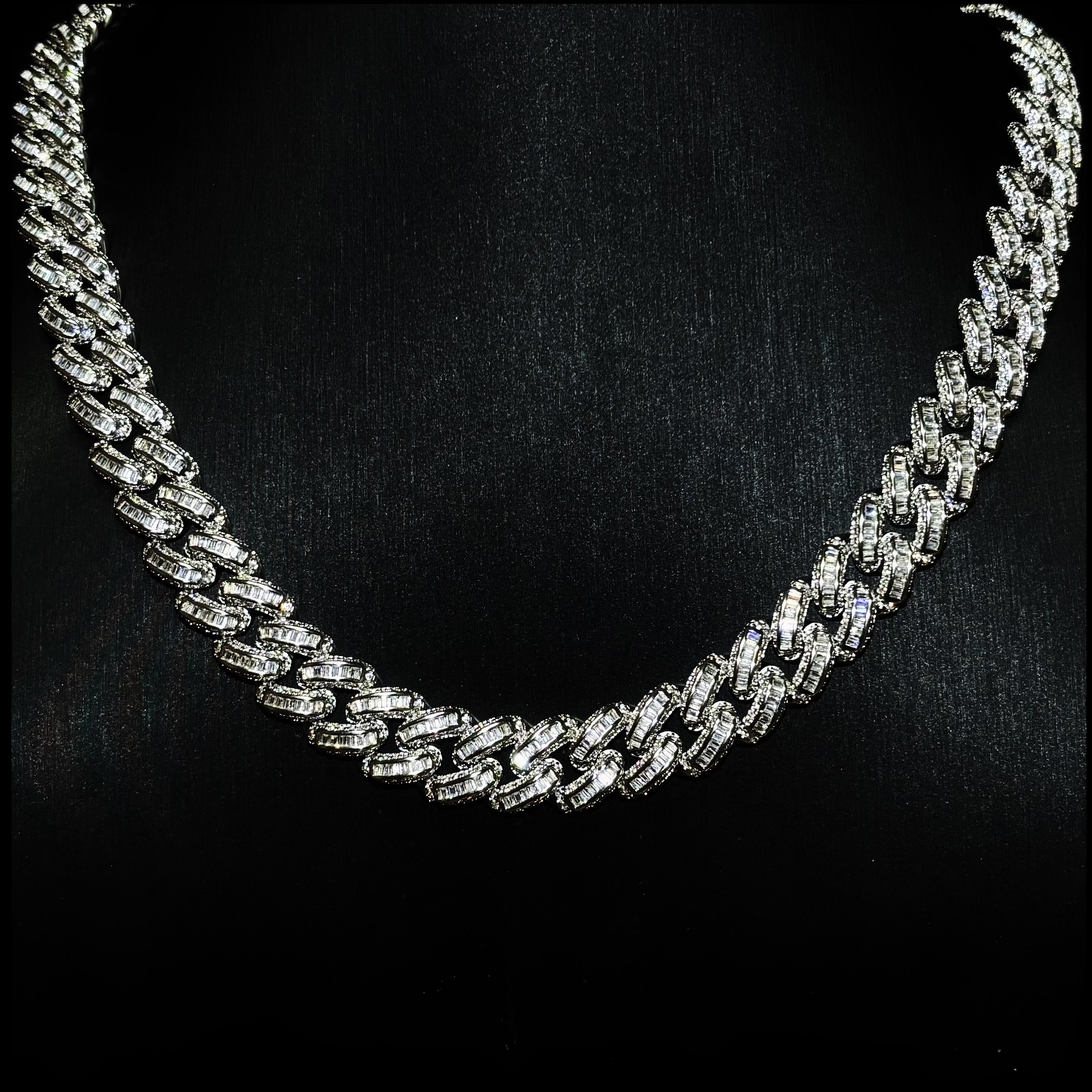 Mr.Blingggggg European and American hip-hop jewelry 13mm full diamond mixed inlay ladder square Cuban chain couple model