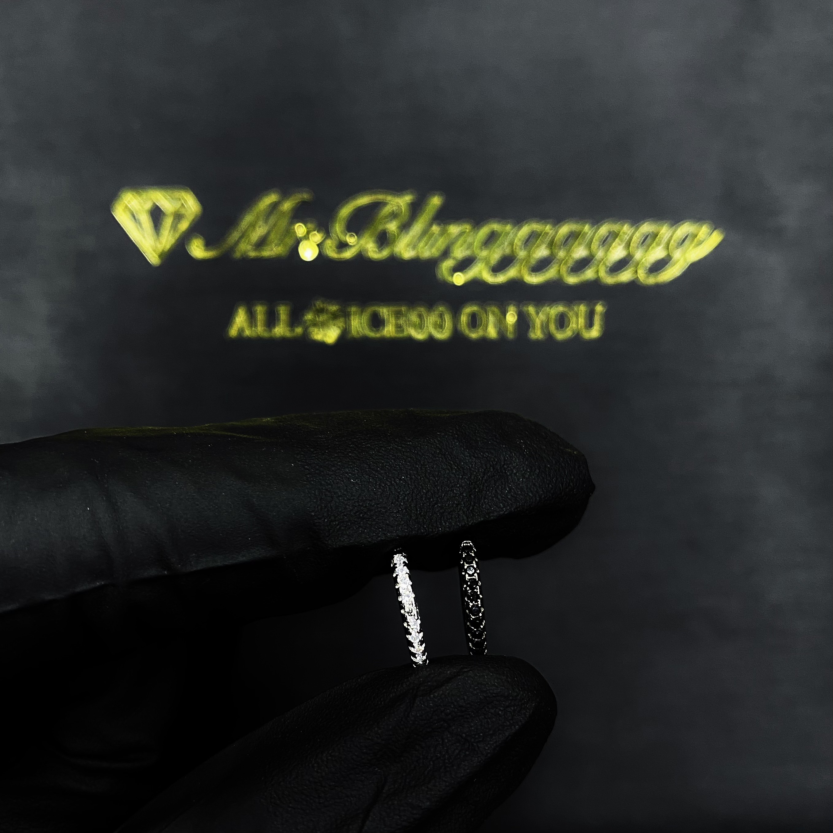 Mr.Blingggggg European and American hip-hop jewelry S925 silver thin model black and white single row diamonds without piercing can wear ear clips