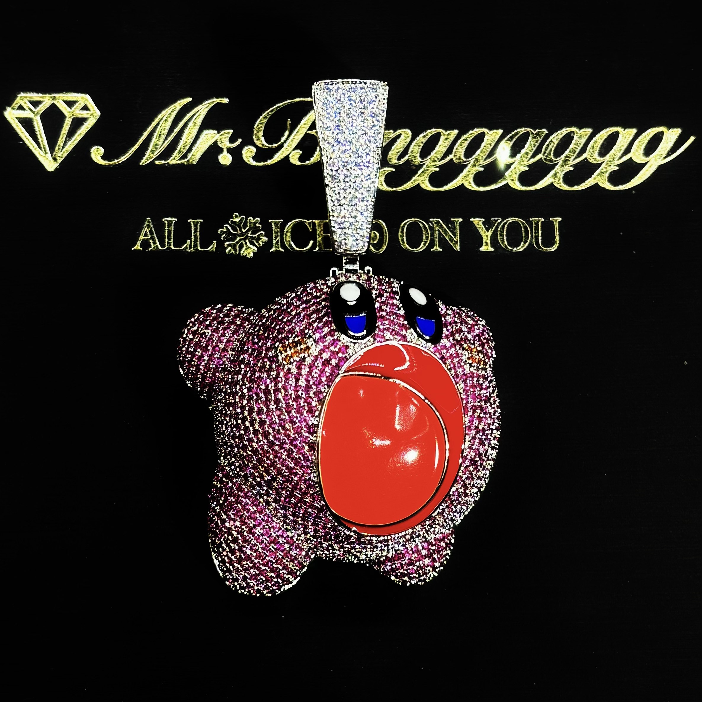 Mr.Blingggggg European and American hip-hop jewelry full of diamonds for couples, colorful and cute Kirby three-dimensional pendant