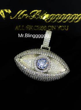 Mr.Blingggggg欧美嘻哈珠宝 定制liluzivert同款满钻全知之眼吊坠
