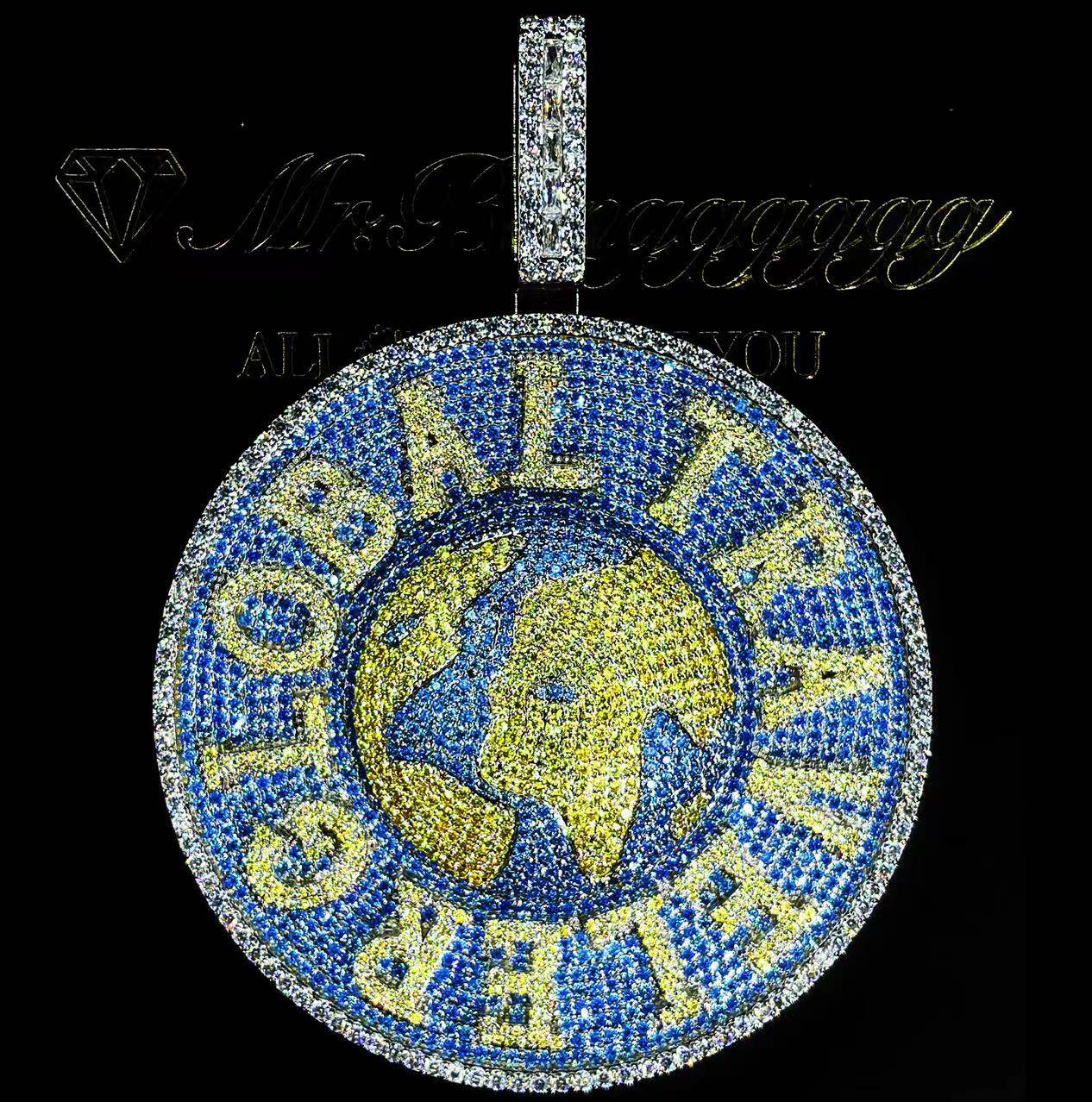 Mr.Blingggggg European and American hip-hop jewelry privately customized Ma Siwei style rotating earth disk pendant
