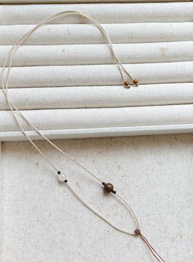 黄金翡翠吊坠配绳特细项链毛衣链可调节手工编织玉坠蜜蜡女锁骨链