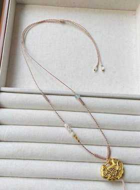 手工项链绳和田玉吊坠挂绳黄金锁包高档极细1毫米秋香绿锁骨链绳