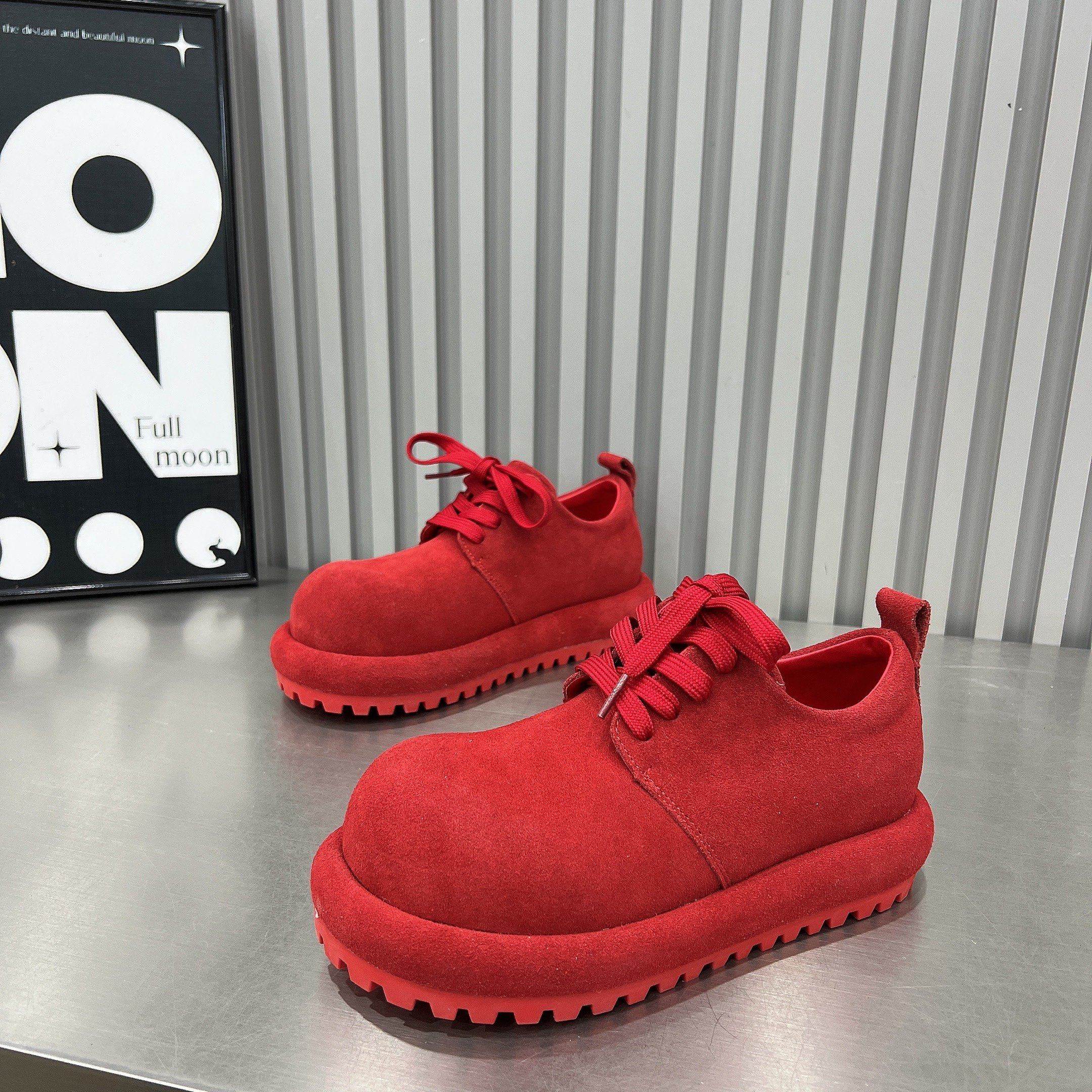 磨砂皮系带休闲鞋女2026新款大头板鞋新年红色勃肯鞋平底低帮单鞋,淘宝优惠券,粉丝福利购,淘宝优惠卷