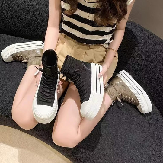 High-top socks shoes for women 2025 spring new style
