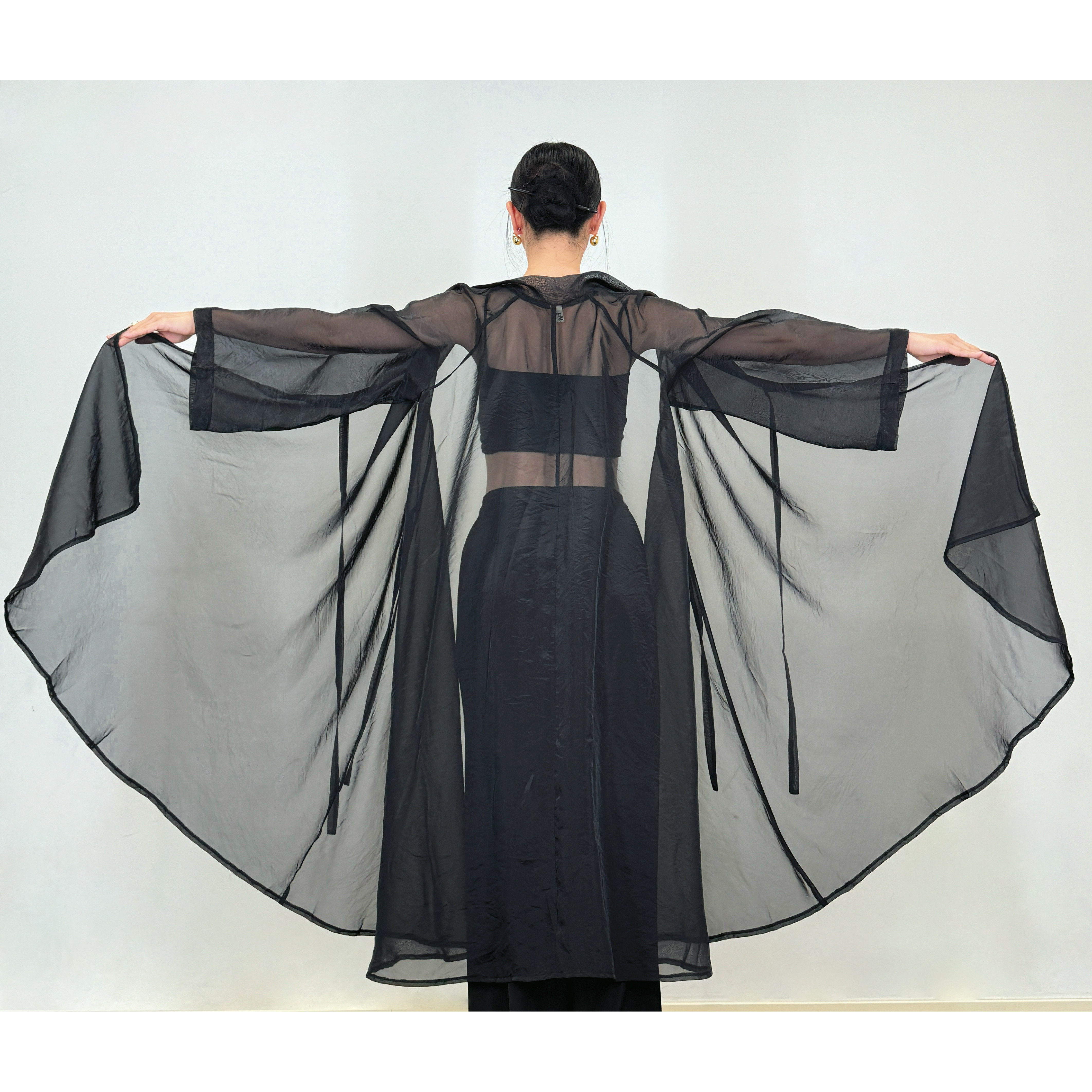 粉墨千秋 白色宽袖插肩袖大摆开衫古典舞纱衣,淘宝优惠券,粉丝福利购,淘宝优惠卷