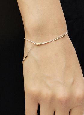 moi iom小众设计925银极细手工制作银串珠手链情侣手链