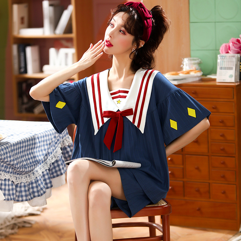 夏季睡衣女士纯棉短袖薄款可爱韩版公主风甜美两件套装春秋家居服-图1