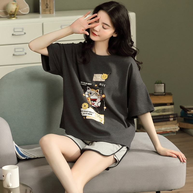 睡衣女士夏季纯棉可爱短袖薄款两件套装韩版时尚春夏可外穿家居服,淘宝优惠券,粉丝福利购,淘宝优惠卷