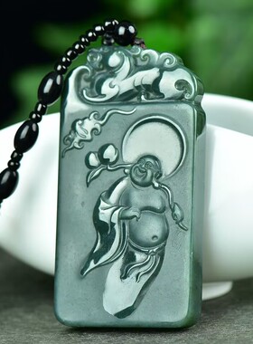 玉阅珠宝和田青玉吉祥长寿佛吊坠