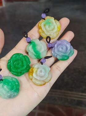 简约巴山绿牡丹精工玉石吊坠