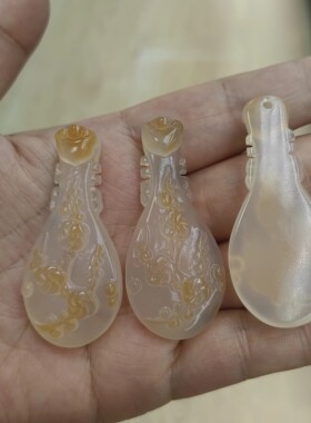 玉阅珠宝天然玛瑙古琴琵琶吊坠