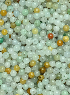 diy正品3-4mm三色珠子翡翠a货