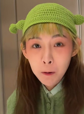 痞幼同款怪物婴儿搞怪绿帽毛线帽