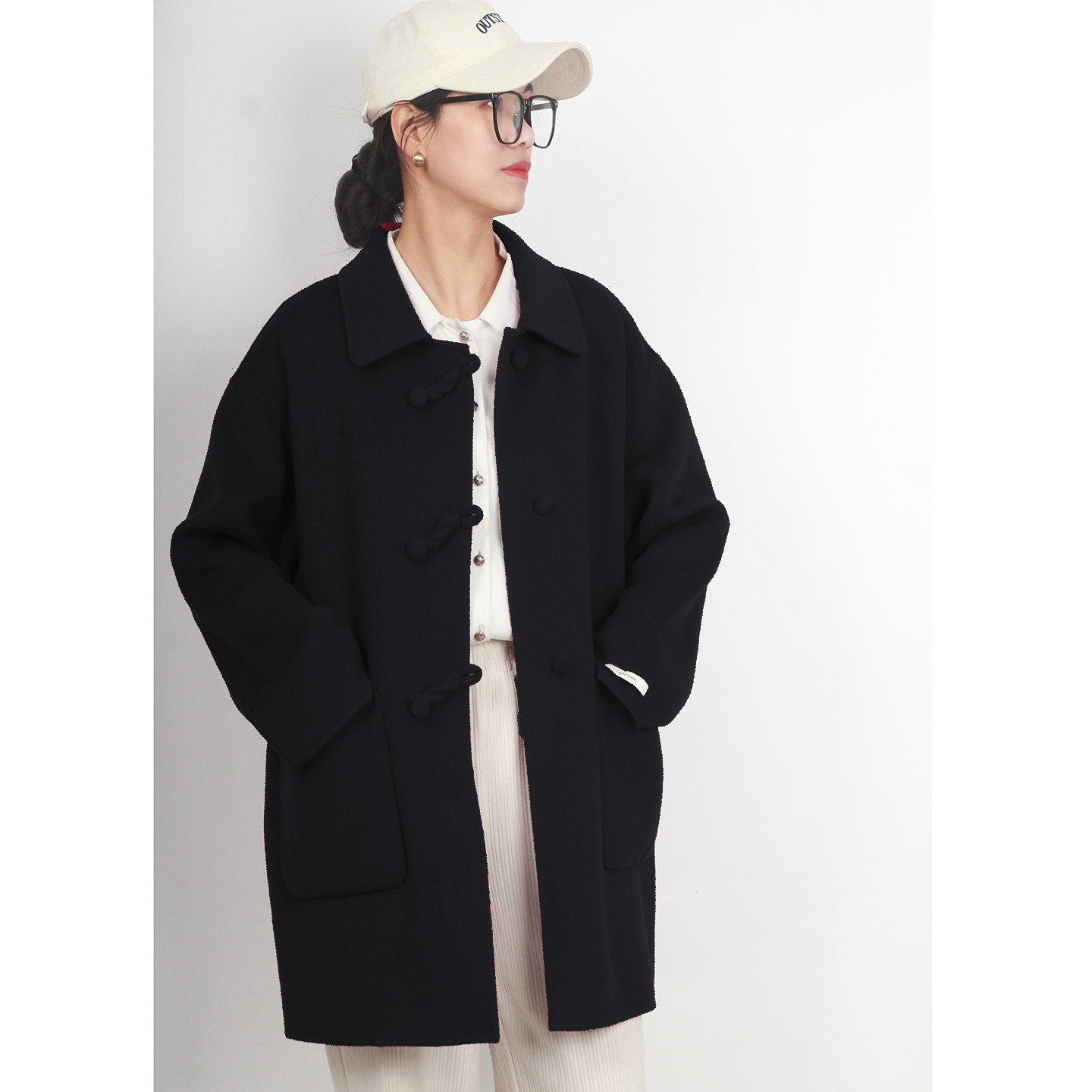 显瘦大码双面羊绒大衣女装国风复古200斤中年毛呢外套酒红色胖mm,淘宝优惠券,粉丝福利购,淘宝优惠卷