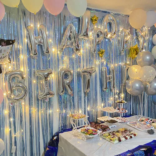 Лазерная дождь занавес вечеринка по случаю дня рождения фон стены декоративные реквизиты, детские пейзажи дождь шелковые фестивали, меблирующие творчество кисточки