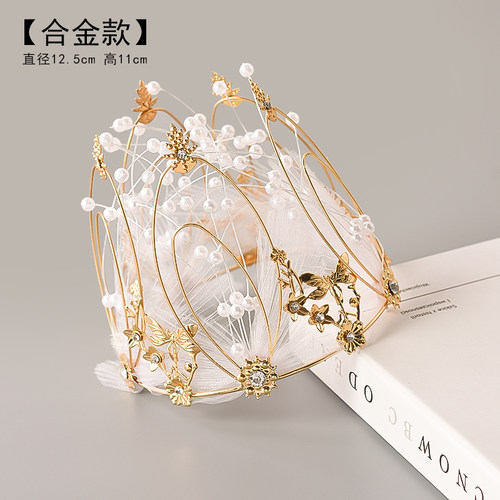 皇冠蛋糕装饰摆件珍珠皇冠满天生日头饰天鹅女王网红蛋糕装饰插件 - 图2