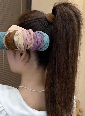 提花款发圈加粗加宽提花面膜肌高弹耐用头绳甜美气质扎马尾发绳女