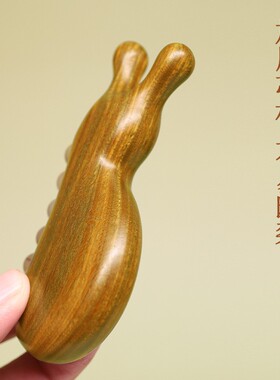 多功能绿檀羊角按摩脸梳