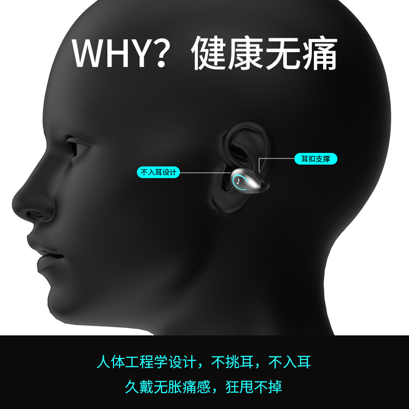 YX08蓝牙耳机环夹耳式对耳立体声不耳式无痛佩戴商务款音乐耳机 - 图1