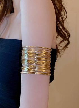 多层镂空开口手镯欧美金属风时尚气质臂环小众通勤新款手环手饰女