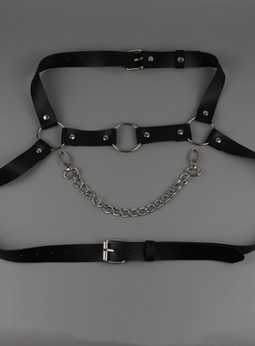 朋克风胸链性感男士背带脖带身体肩带胸带衬衣腰带配饰搭配制服