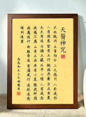 天医神咒卧室挂画装饰壁画字画道家相框画太上老君客厅供奉中堂画
