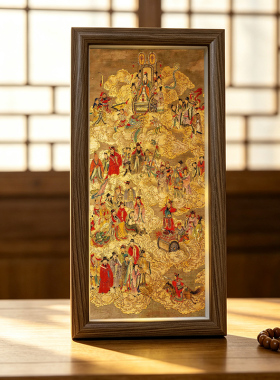 九路财神画像相框挂画全财神爷图像办公室摆件画财库做生意摆台画