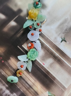 天然A货翡翠正品多彩花手工设计编织繁花手链新中式国风礼物女