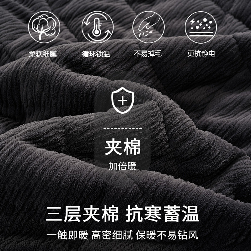 浪莎冬季珊瑚绒夹棉睡袍男三层加厚保暖冬天加绒法兰绒浴袍家居服,淘宝优惠券,粉丝福利购,淘宝优惠卷