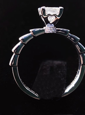 公主方钻戒1克拉S925镀白金