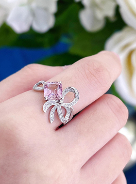 S925纯银彩宝超闪蝴蝶结戒指