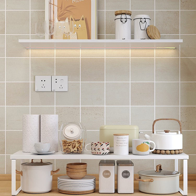 厨房台面置物架收纳白色桌面橱柜内分层隔板调味料盘子锅架储物架,淘宝优惠券,粉丝福利购,淘宝优惠卷