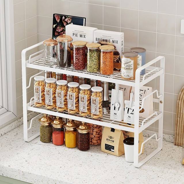 Kitchen multi-functional seasoning rack household countertop multi-layer oil, salt, sauce, vinegar and tea storage rack stove storage rack adjustable