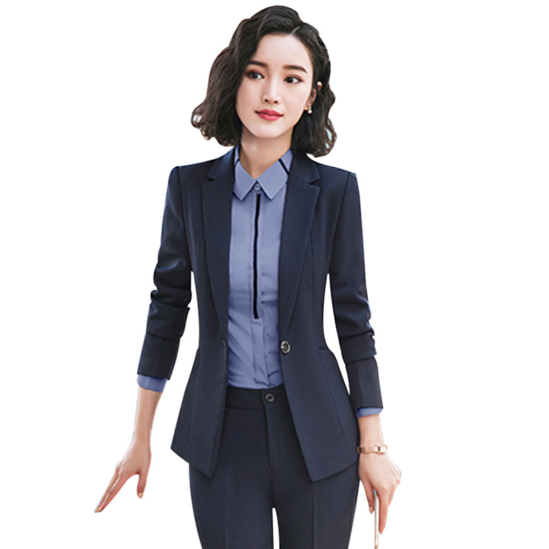 ol时尚女性职业装秋冬长袖四件套女美妆师美容师设计师销售工作服