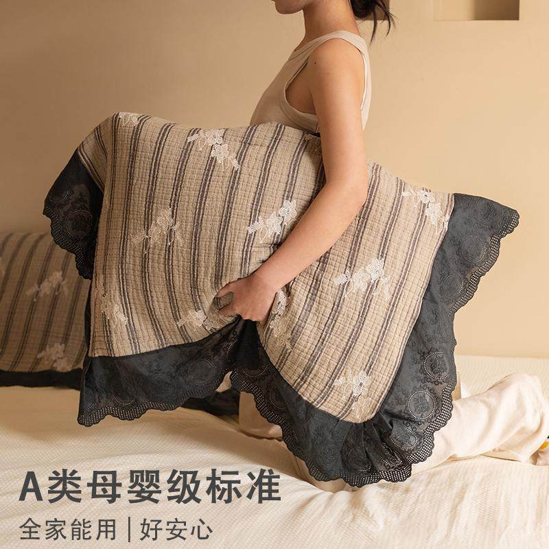 花开梦乡枕巾防头油2024年新款一对装全棉高档纱布枕头巾四季通用,淘宝优惠券,粉丝福利购,淘宝优惠卷