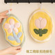 Tulip hand towel hanging coral velvet