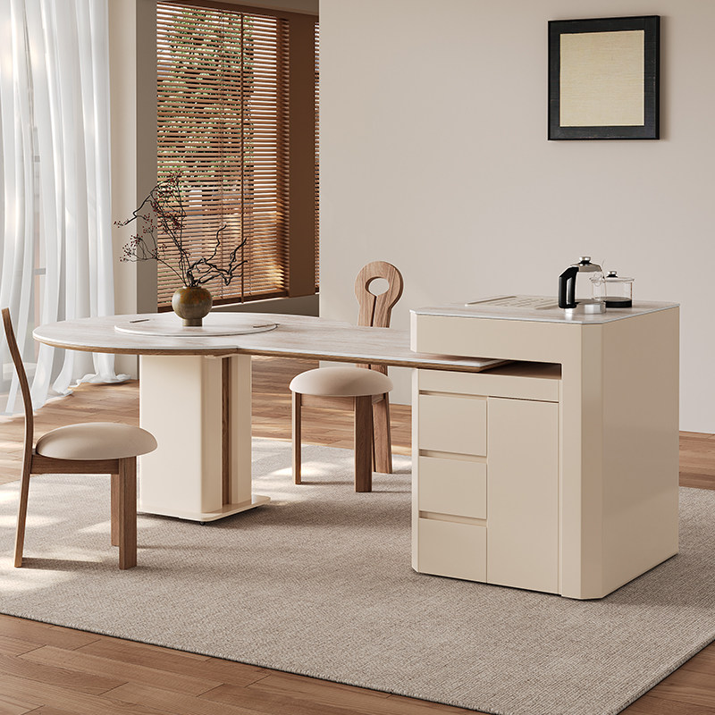 法式中古风洞石岩板方圆两用岛台餐桌一体可伸缩家用大小户型倒台,淘宝优惠券,粉丝福利购,淘宝优惠卷