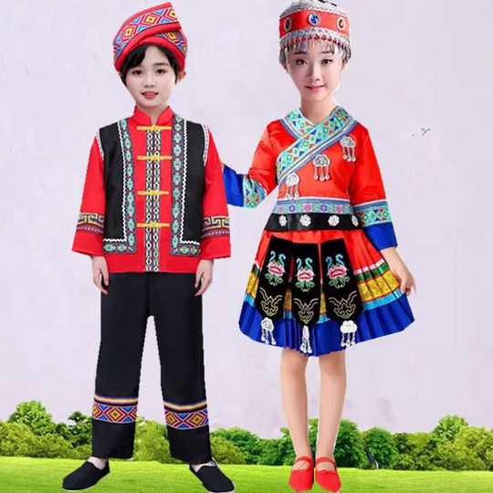 Children's national costumes Lahu men's stage dance costumes