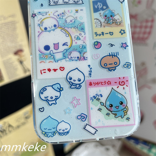 MMKEKE日韩古早泡泡水滴酱适用iPhone17promax双层imd手机壳苹果16pro保护套15pm烤焦面包13蓝色治愈水滴君14 - 图1