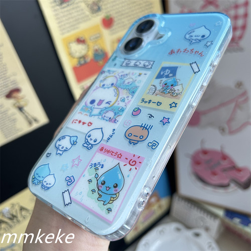 MMKEKE日韩古早泡泡水滴酱适用iPhone17promax双层imd手机壳苹果16pro保护套15pm烤焦面包13蓝色治愈水滴君14 - 图3