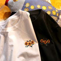 Guardian Unique Sun Meta Gas Embroidery Short Pomace MALE AND FEMALE BOOMERS OVERSIZE PURE COTTON LOVERS