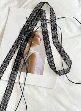 春夏百搭锁骨链颈带丝巾项链叠戴层次感蕾丝超仙飘带蝴蝶结细窄女