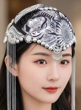 亿舞复古民族风刺绣花朵发帽
