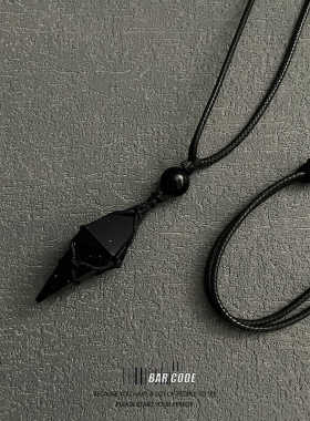 BARCODE高级感天然黑曜石项链