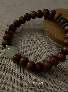 BARCODE黑梨花木民族手串